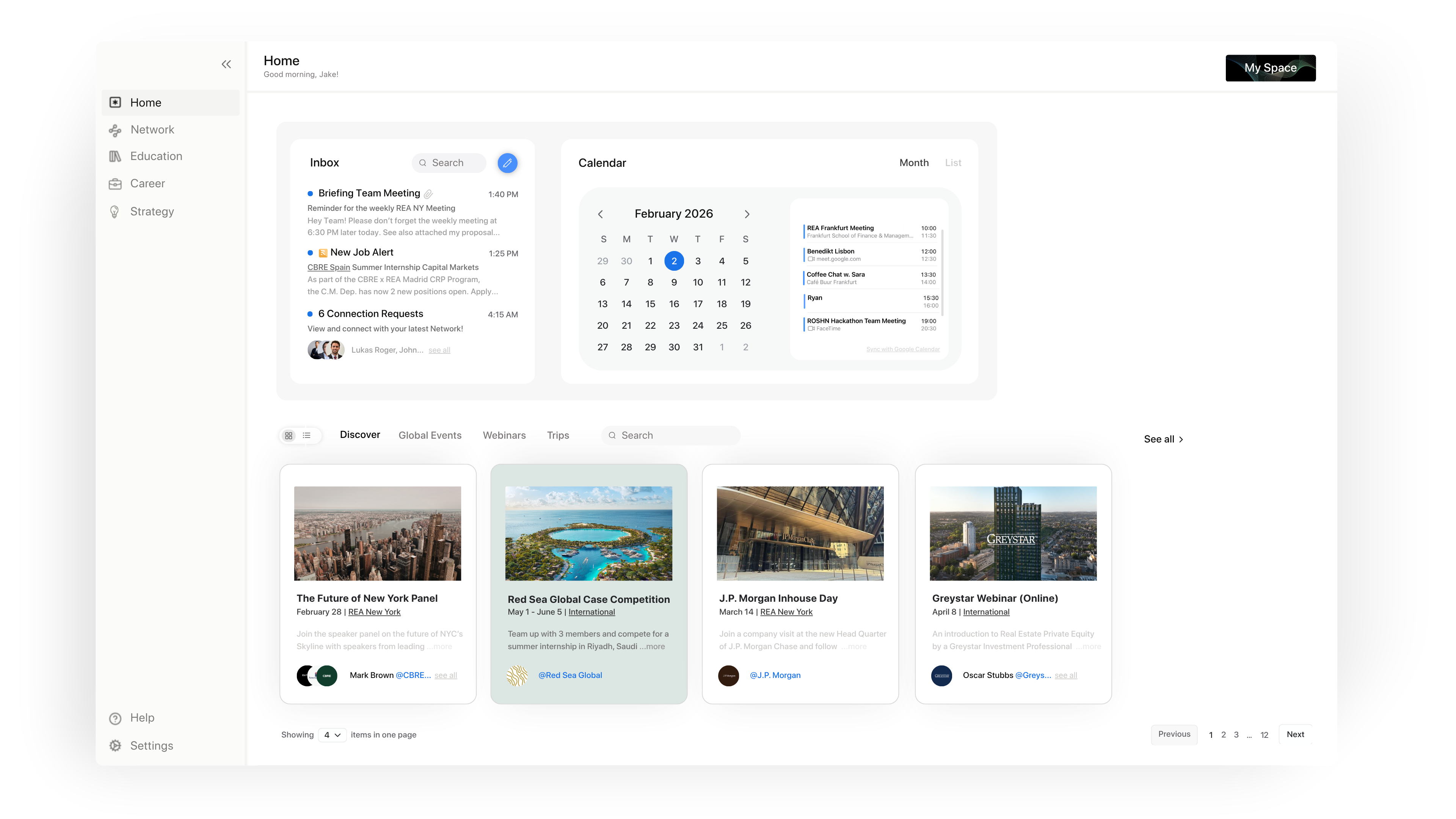REA Platform dashboard overview